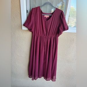 Jessakae Highbury Dress in Maroon Red Midi Dress Size 3XL (Better for 2X size)